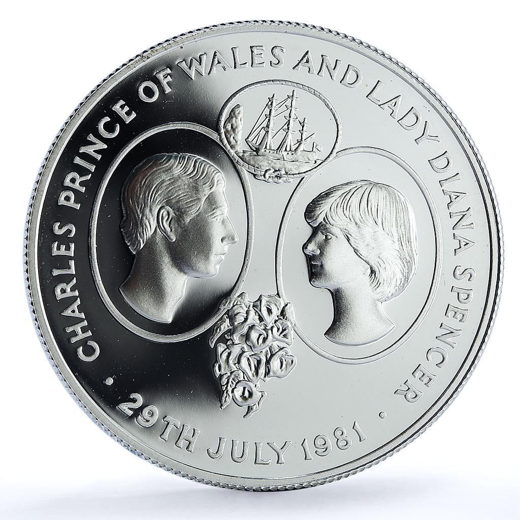 Saint Helena 25 pence Wedding KM-9a Charles Diana Ship proof silver coin 1981 Saint Helena 25 pence Wedding KM-9a Charles Diana Ship proof silver coin 1981
