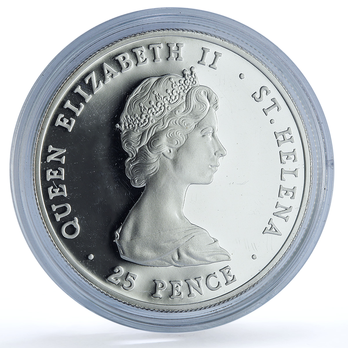 Saint Helena 25 pence Wedding KM-9a Charles Diana Ship proof silver coin 1981 Saint Helena 25 pence Wedding KM-9a Charles Diana Ship proof silver coin 1981