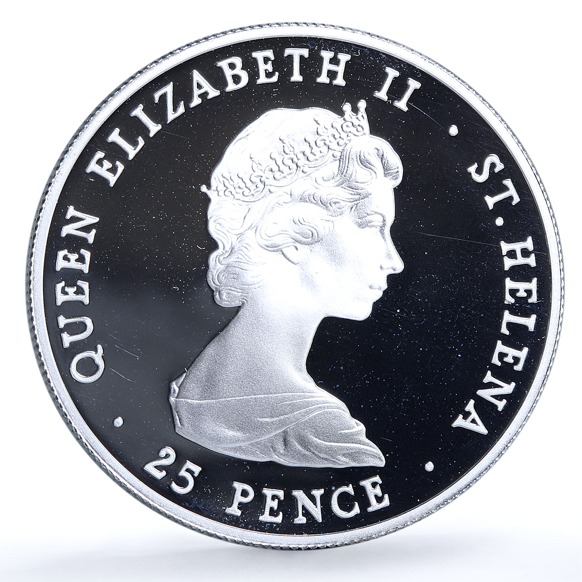 Saint Helena 25 pence Wedding KM-9a Charles Diana Ship proof silver coin 1981 Saint Helena 25 pence Wedding KM-9a Charles Diana Ship proof silver coin 1981