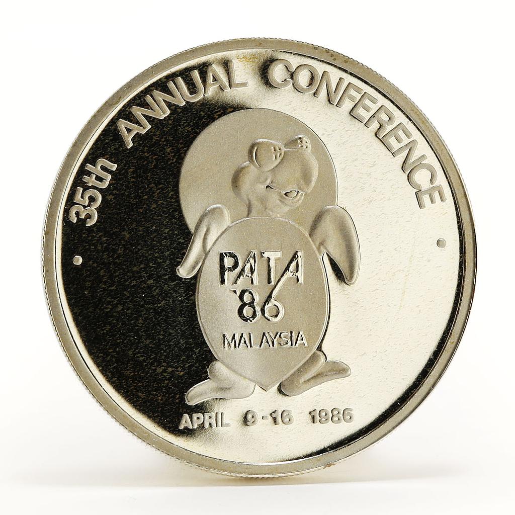 Malaysia 1 ringgit 35th Annual Conference Pacific Area Travel silver coin 1986