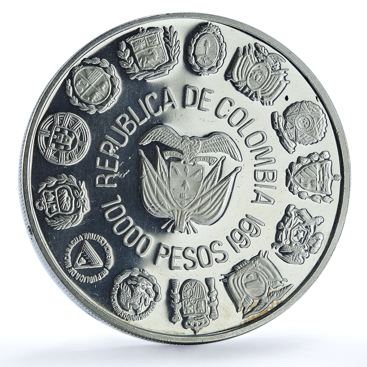 Colombia 10000 pesos Bogota Mint KM-284 Ibero-American proof silver coin 1991 Colombia 10000 pesos Bogota Mint KM-284 Ibero-American proof silver coin 1991