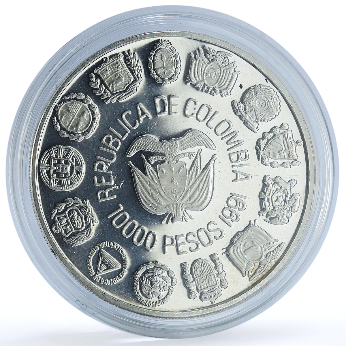 Colombia 10000 pesos Bogota Mint KM-284 Ibero-American proof silver coin 1991 Colombia 10000 pesos Bogota Mint KM-284 Ibero-American proof silver coin 1991