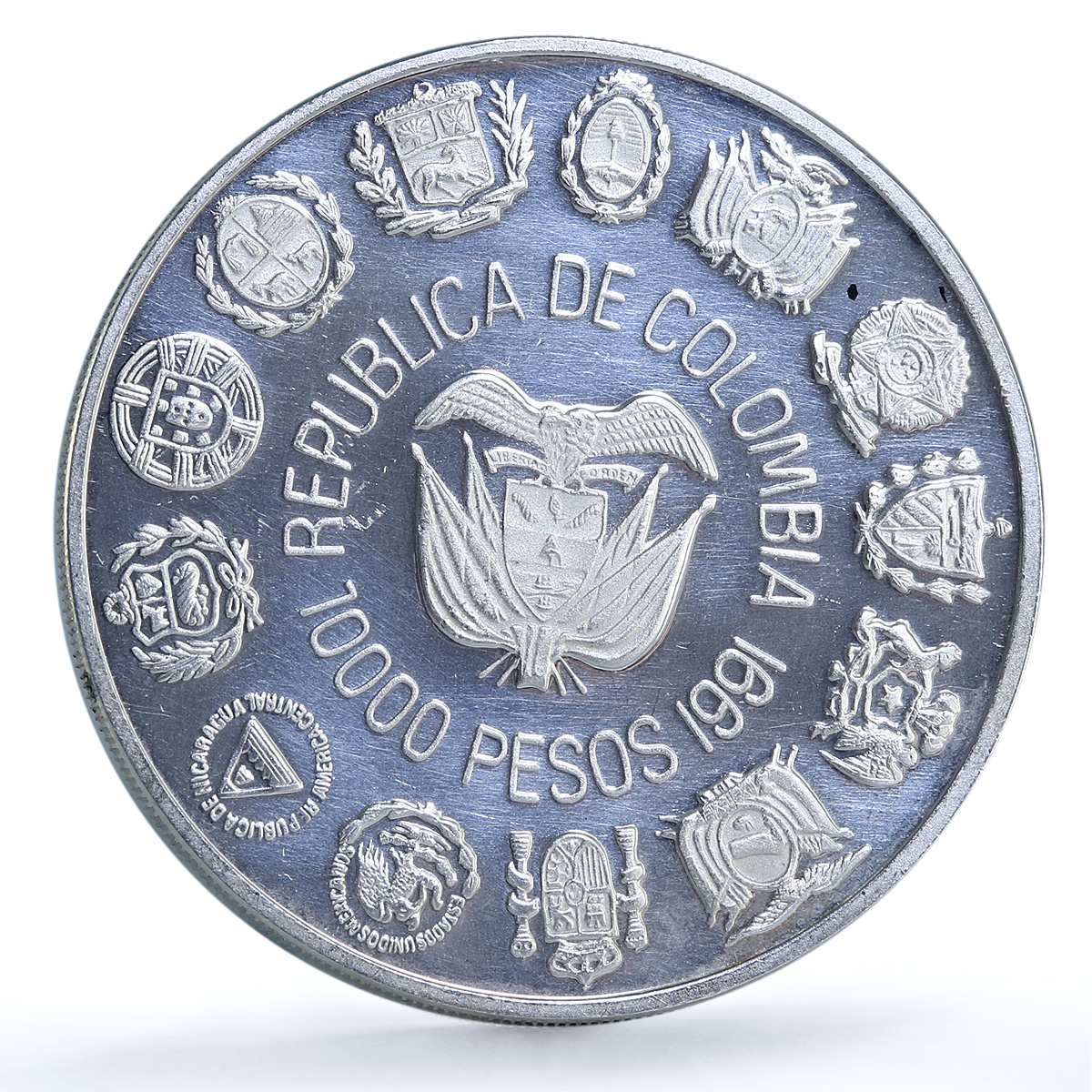 Colombia 10000 pesos Bogota Mint KM-284 Ibero-American proof silver coin 1991 Colombia 10000 pesos Bogota Mint KM-284 Ibero-American proof silver coin 1991
