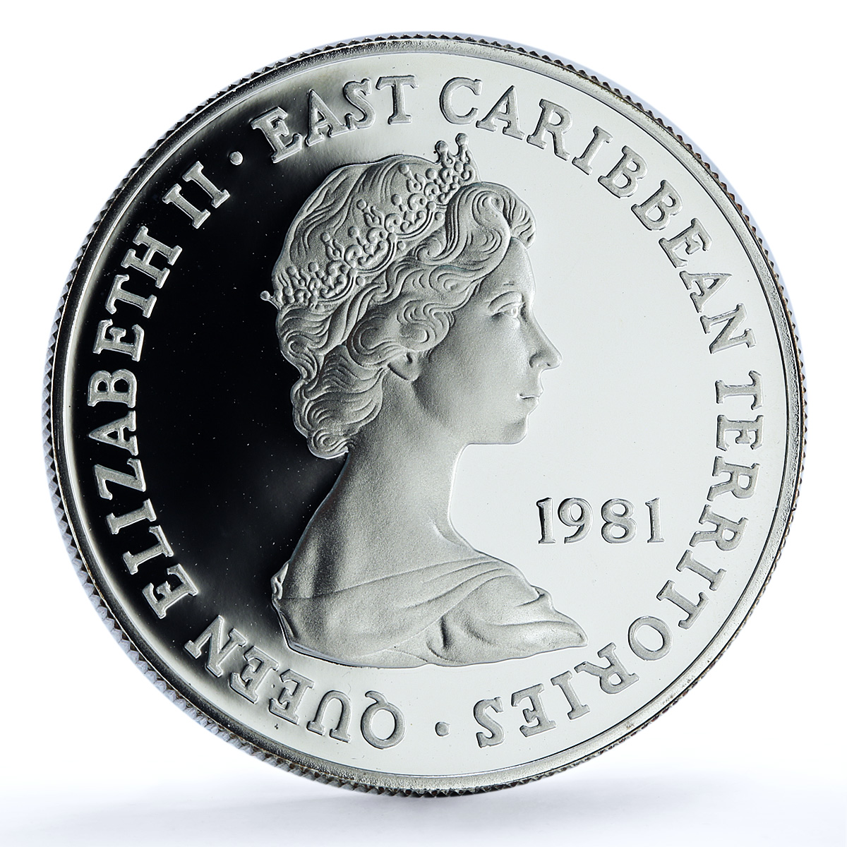 East Caribbean 10 dollars Wedding KM-9a Charles Diana Ship silver coin 1981