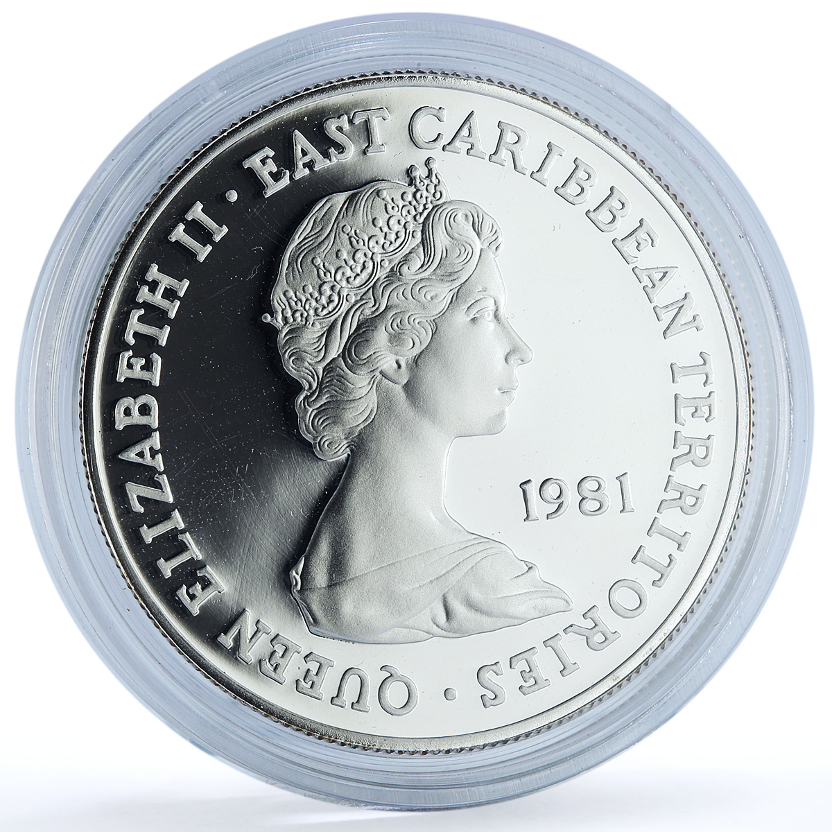East Caribbean 10 dollars Wedding KM-9a Charles Diana Ship silver coin 1981
