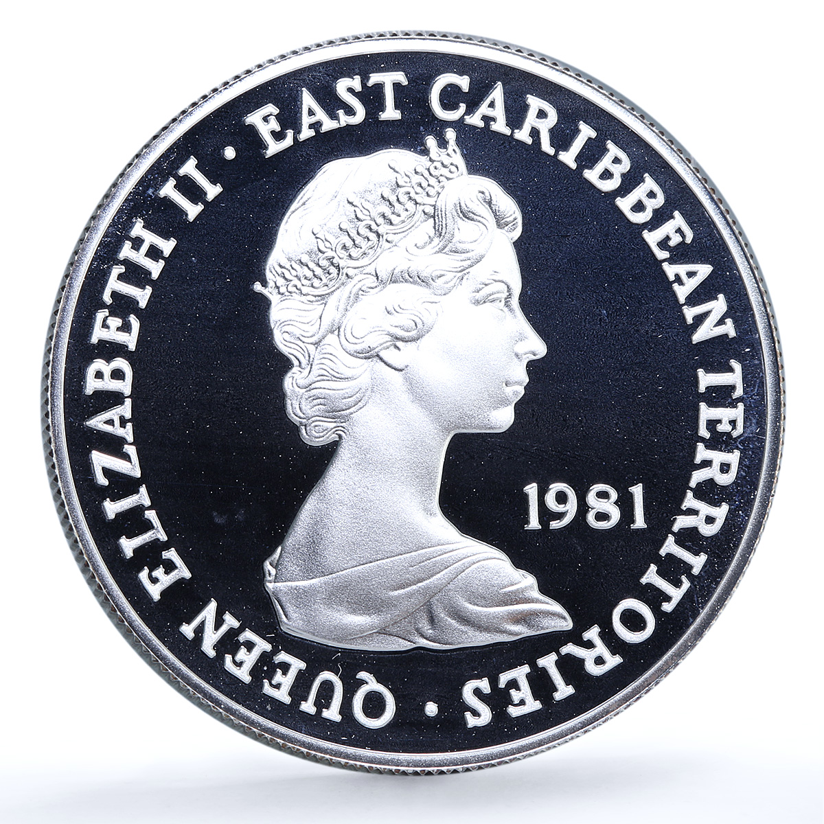East Caribbean 10 dollars Wedding KM-9a Charles Diana Ship silver coin 1981