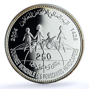 Morocco 250 dirhams International Year Disabled Persons Y#151 silver coin 2004