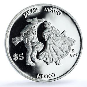 Mexico 5 pesos Jarabe Tapatio KM-629 Ibero-American Dances silver coin 1997