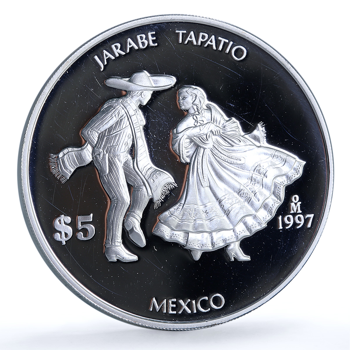 Mexico 5 pesos Jarabe Tapatio KM-629 Ibero-American Dances silver coin 1997 Mexico 5 pesos Jarabe Tapatio KM-629 Ibero-American Dances silver coin 1997