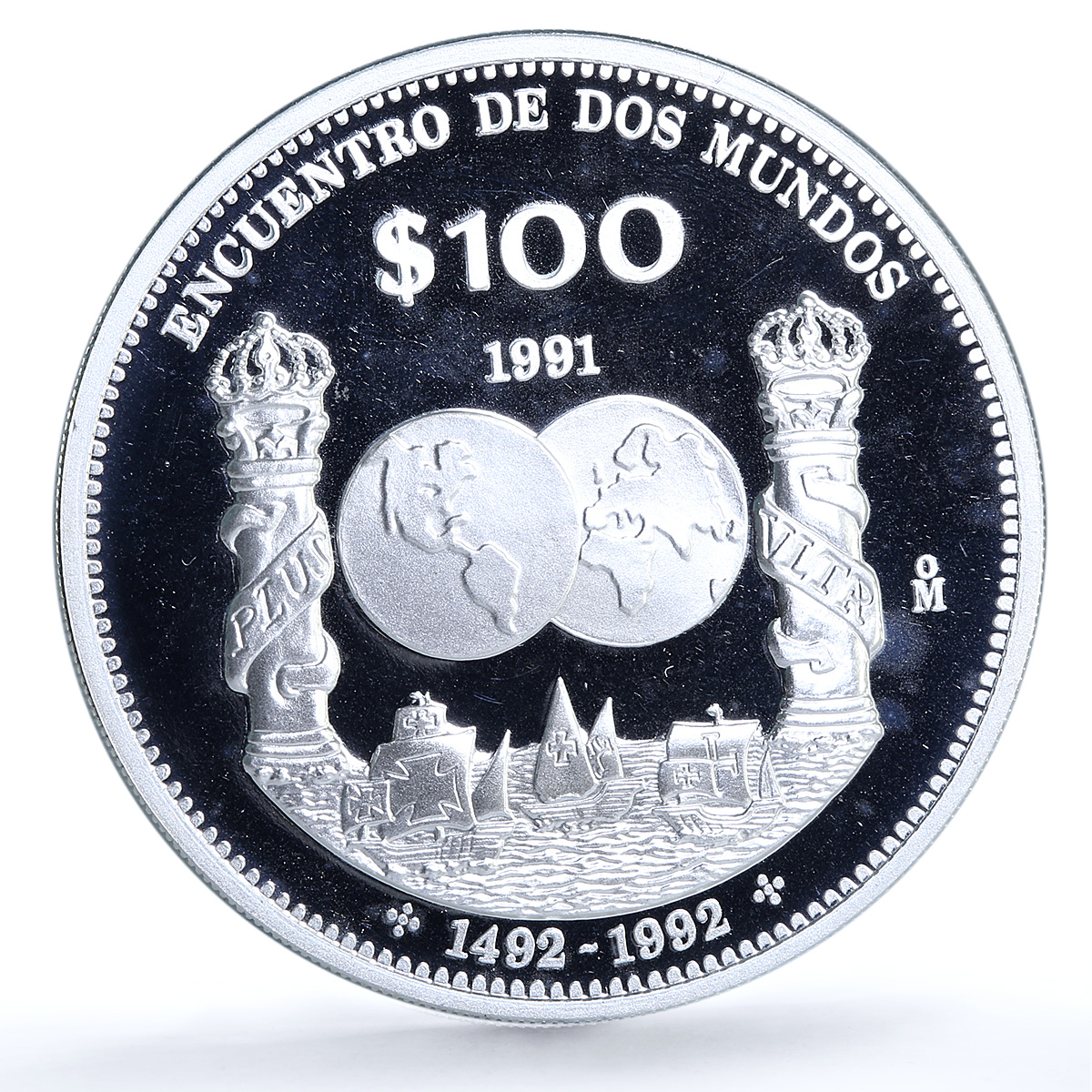 Mexico 100 pesos Columnaria KM-540 Ibero-American Ship silver coin 1991 Mexico 100 pesos Columnaria KM-540 Ibero-American Ship silver coin 1991