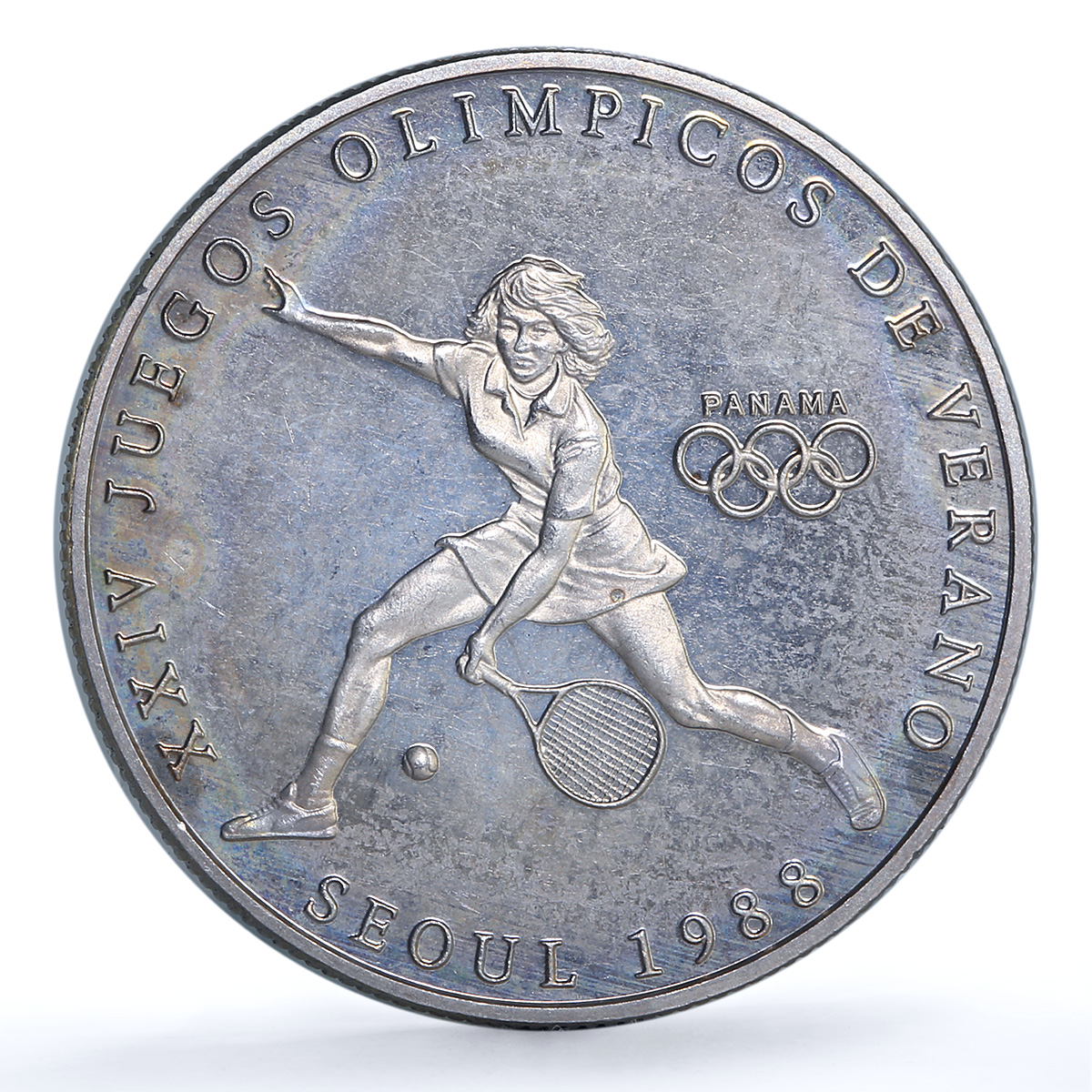 Panama 1 balboa Tennis X#M6 Seoul Olympics proof CuNi coin 1988