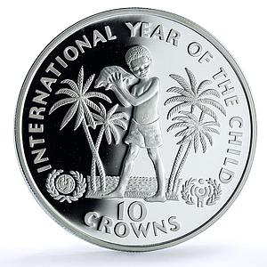 Turks Caicos Islands 10 crowns Year of the Child KM-55 UNICEF silver coin 1982