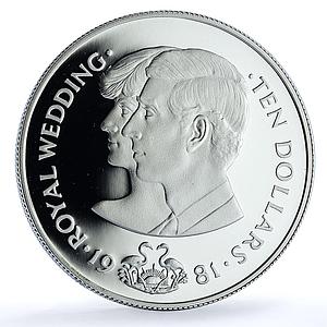 Bahamas 10 dollars Wedding KM-85 Charles Diana Flamingos proof silver coin 1981