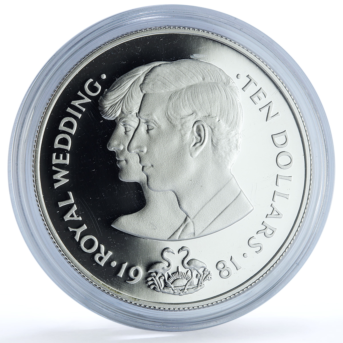 Bahamas 10 dollars Wedding KM-85 Charles Diana Flamingos proof silver coin 1981