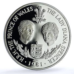 Guernsey 25 pence Wedding KM-36a Charles Diana proof silver coin 1981