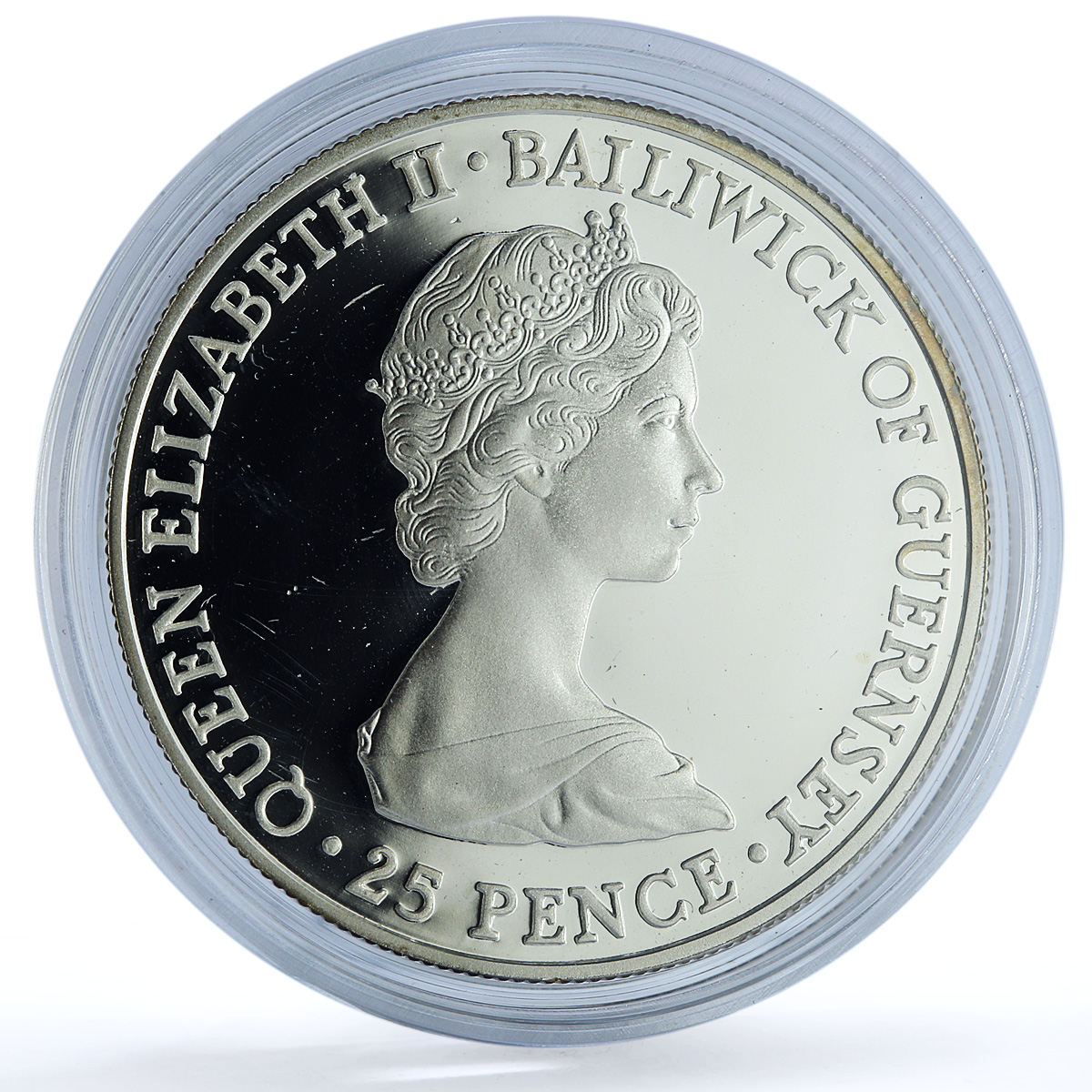 Guernsey 25 pence Wedding KM-36a Charles Diana proof silver coin 1981 Guernsey 25 pence Wedding KM-36a Charles Diana proof silver coin 1981