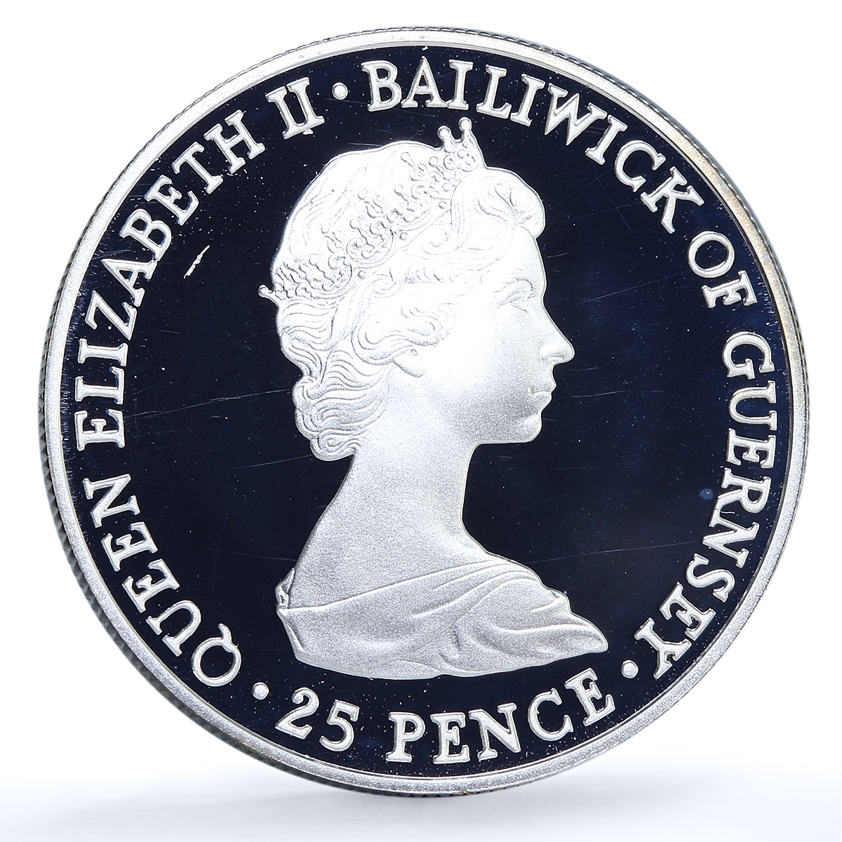 Guernsey 25 pence Wedding KM-36a Charles Diana proof silver coin 1981 Guernsey 25 pence Wedding KM-36a Charles Diana proof silver coin 1981