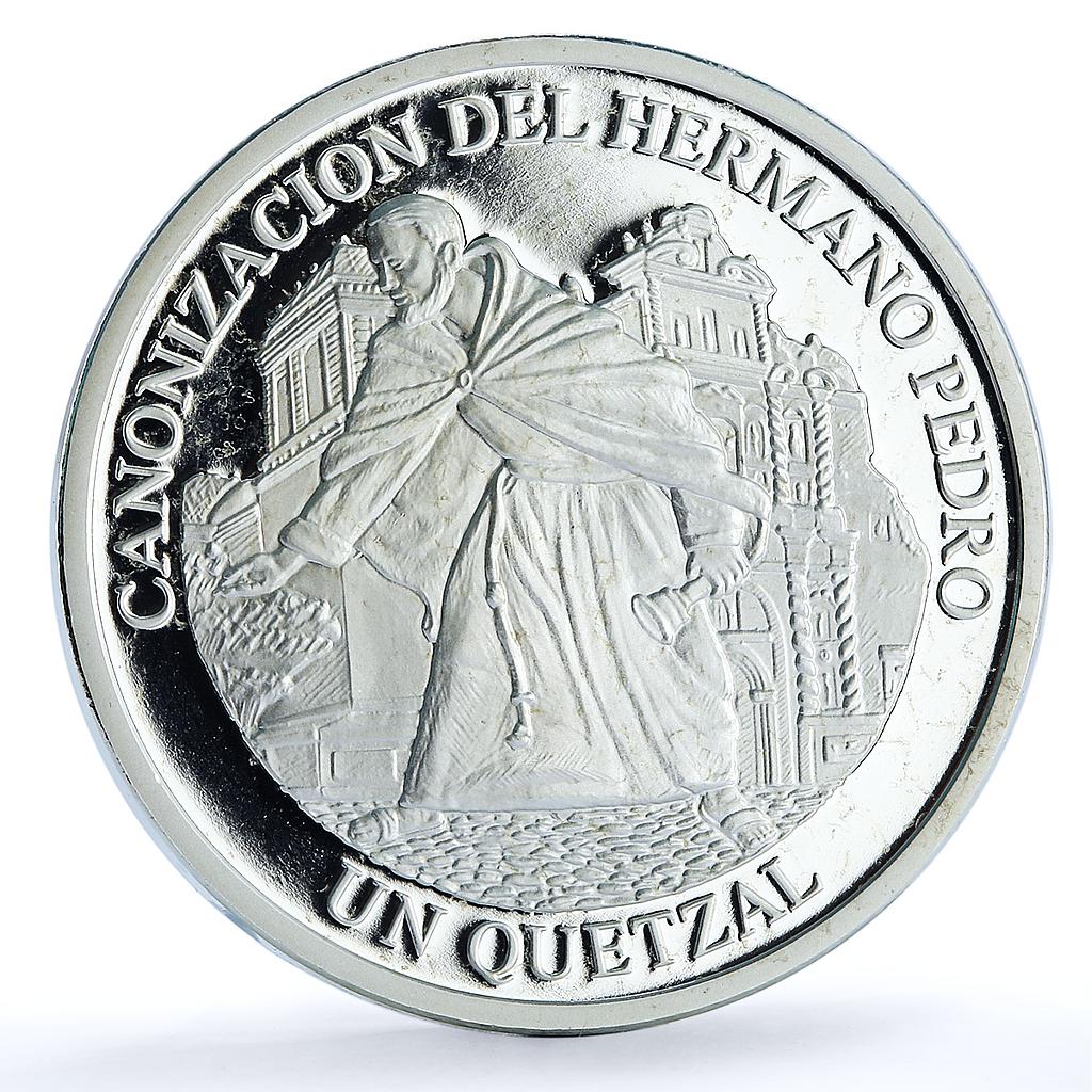 Guatemala 1 quetzal Pedro Betancourt KM-287 Religion proof silver coin 2002 Guatemala 1 quetzal Pedro Betancourt KM-287 Religion proof silver coin 2002