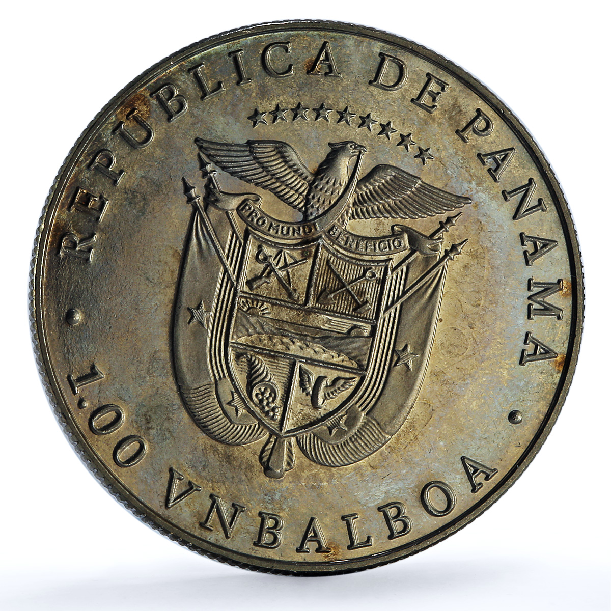 Panama 1 balboa Gymnast X#M8 Seoul Olympics proof CuNi coin 1988