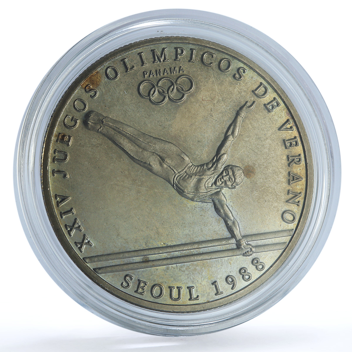 Panama 1 balboa Gymnast X#M8 Seoul Olympics proof CuNi coin 1988