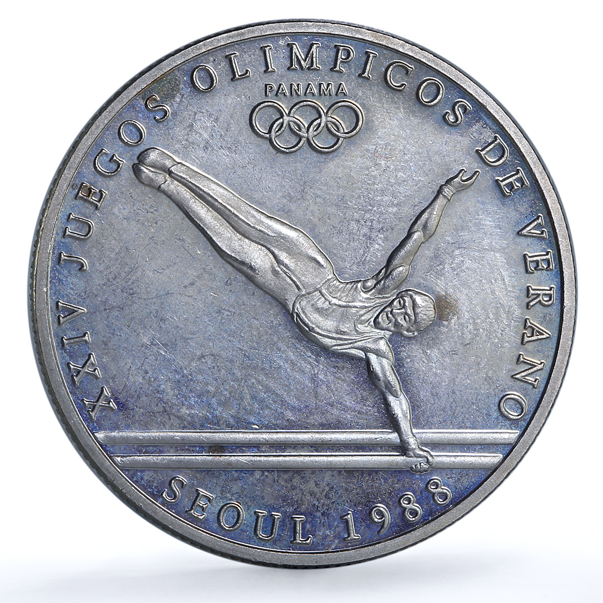 Panama 1 balboa Gymnast X#M8 Seoul Olympics proof CuNi coin 1988