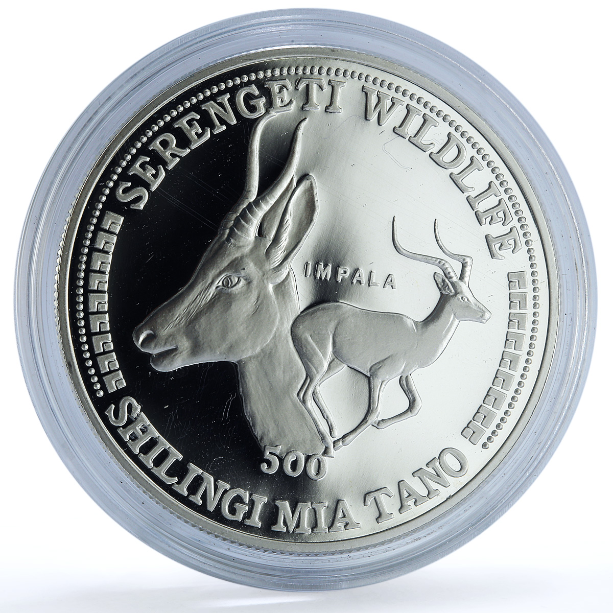 Tanzania 500 shilingi Impala Serengeti Wildlife Fauna Antelope silver coin 1998