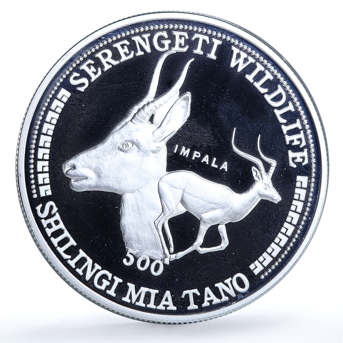 Tanzania 500 shilingi Impala Serengeti Wildlife Fauna Antelope silver coin 1998