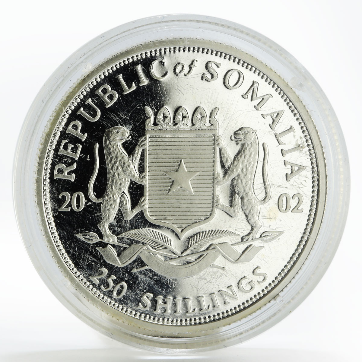 Somalia 250 shillings The Pilgrim Fathers Mayflower ship silver coin 2002