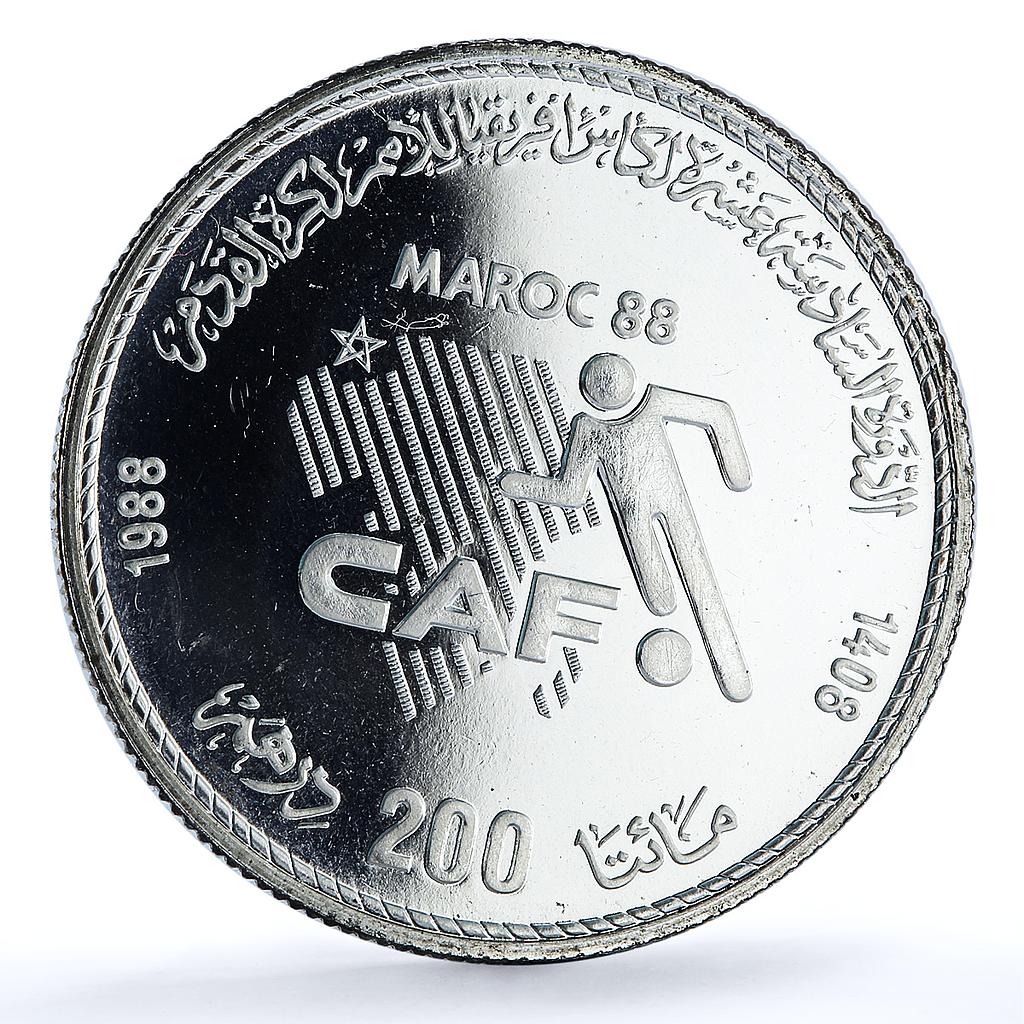 Morocco 200 dirhams African Nations Cup CAF Y#97 Football silver coin 1988 Morocco 200 dirhams African Nations Cup CAF Y#97 Football silver coin 1988