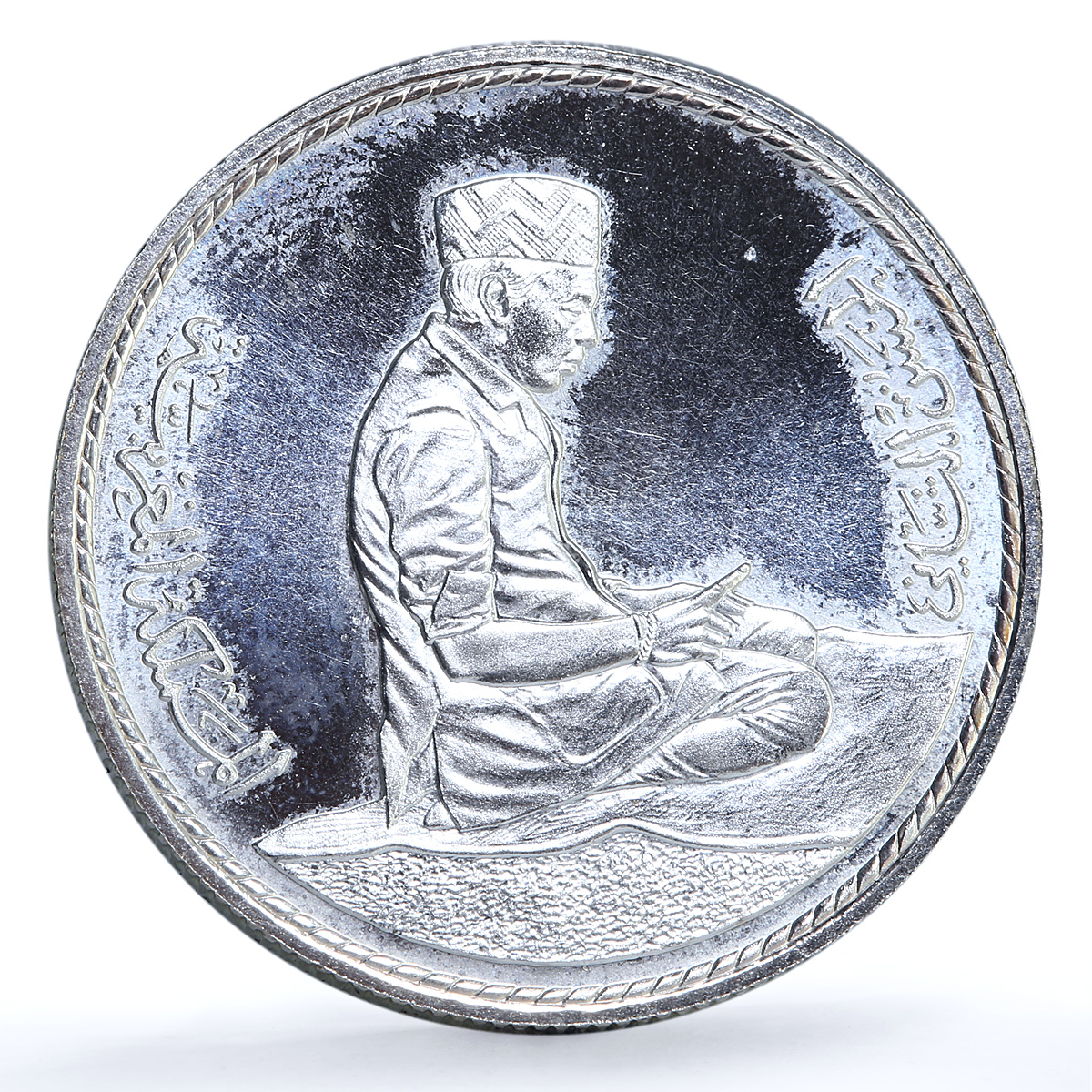 Morocco 100 dirhams Green March 10th Anniversary Y#78 BU silver coin 1985