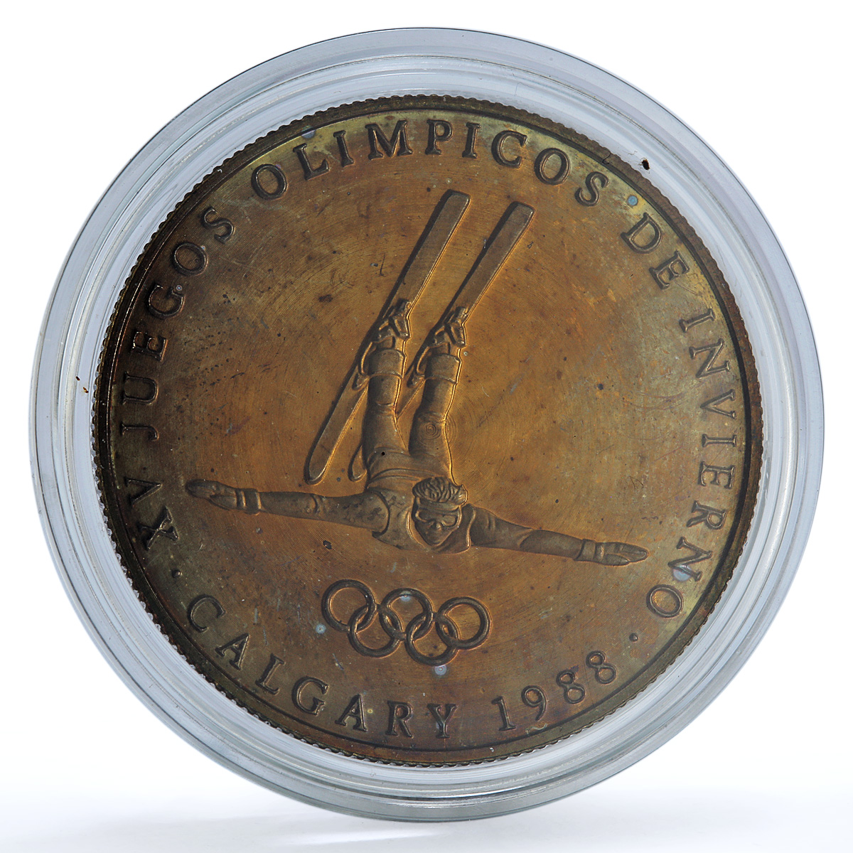 Panama 1 balboa Skier X#M2 Calgary Olympics proof CuNi coin 1988