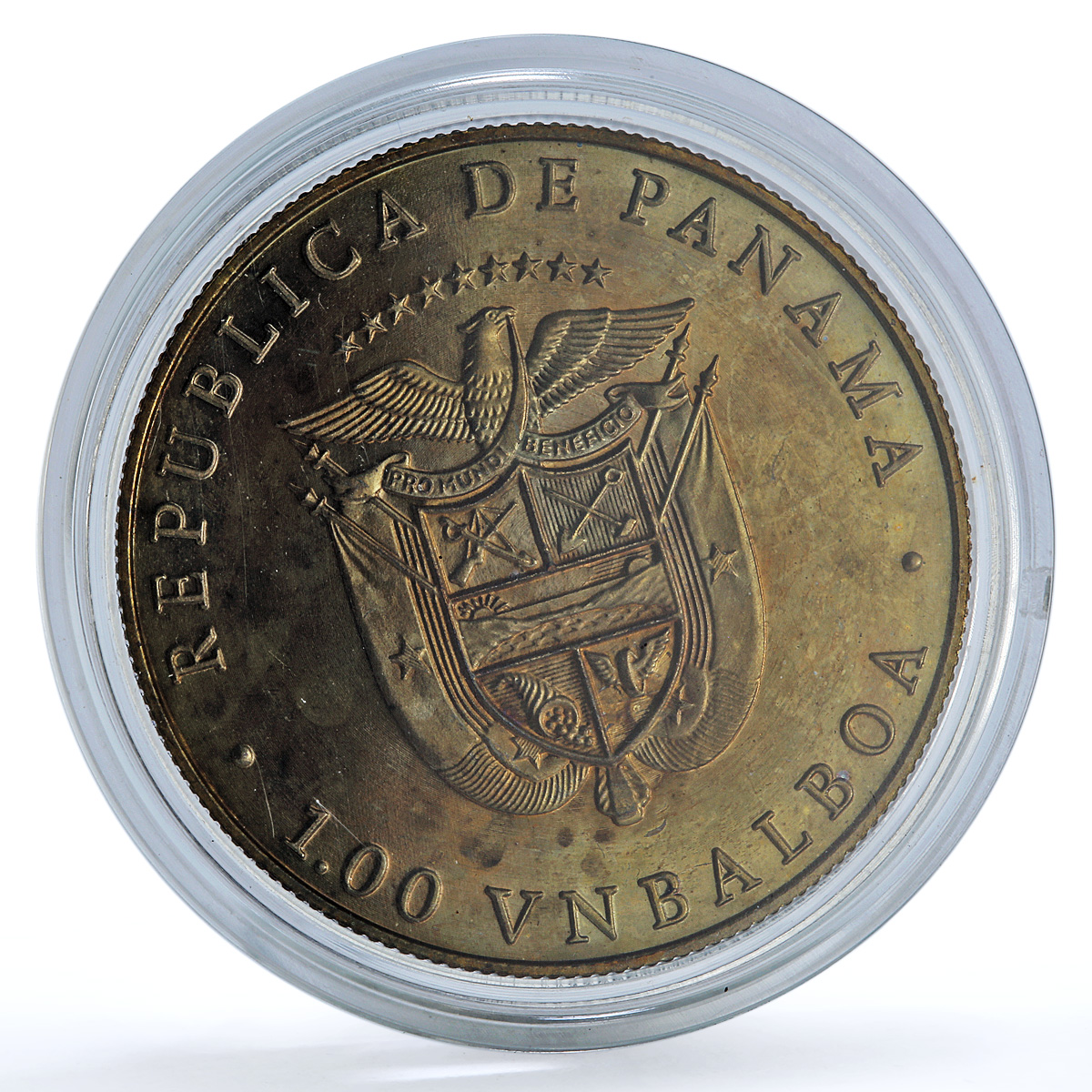 Panama 1 balboa Skier X#M2 Calgary Olympics proof CuNi coin 1988