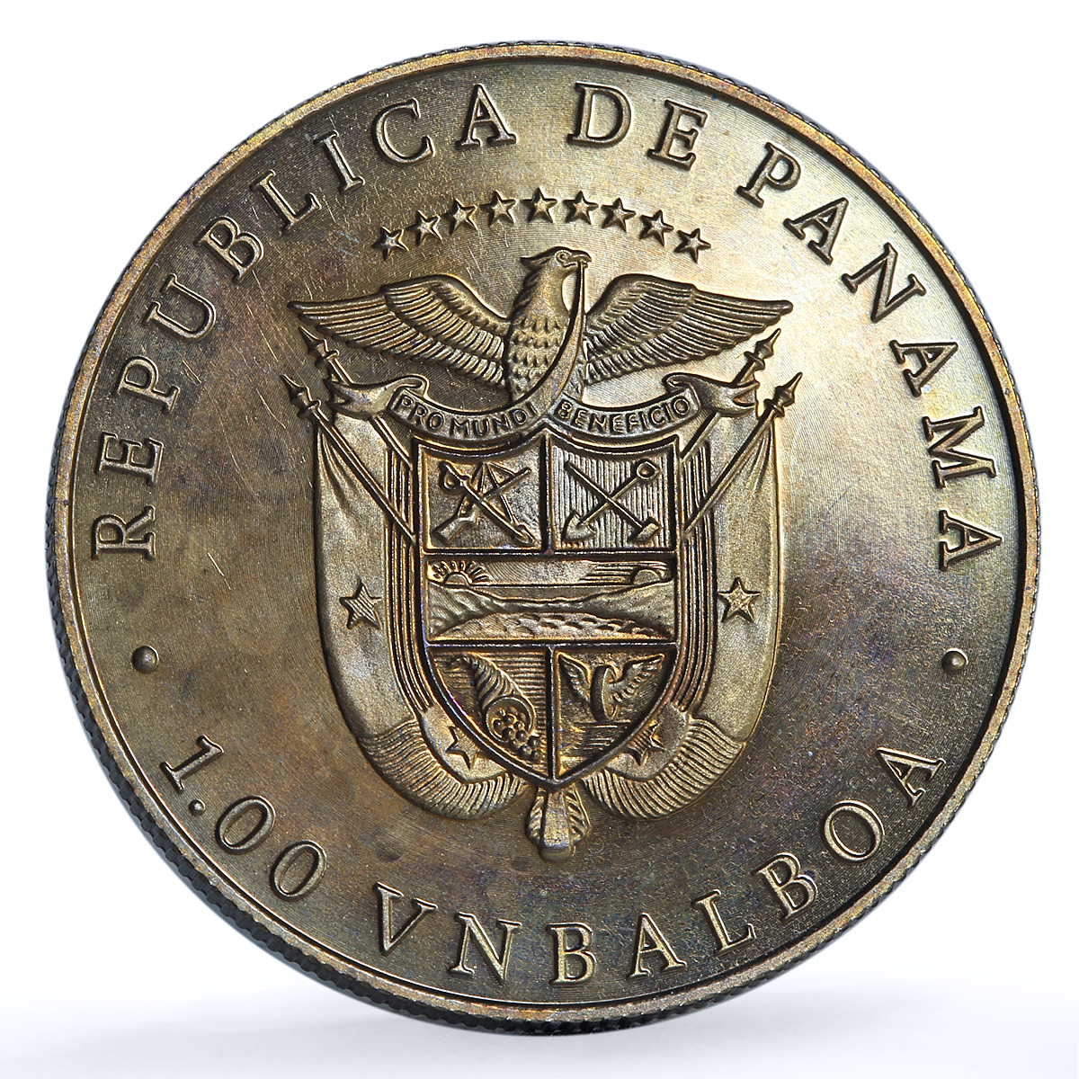 Panama 1 balboa Skier X#M2 Calgary Olympics proof CuNi coin 1988