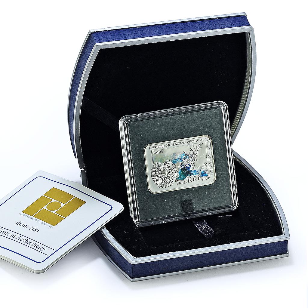 Armenia 100 dram Aivazovsky Coloured KM-129 Art Painter Ship silver coin 2006 Armenia 100 dram Aivazovsky Coloured KM-129 Art Painter Ship silver coin 2006