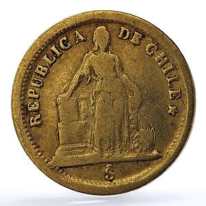 Chile 1 peso Republic KM-133 Standing Liberty gold coin 1861 So