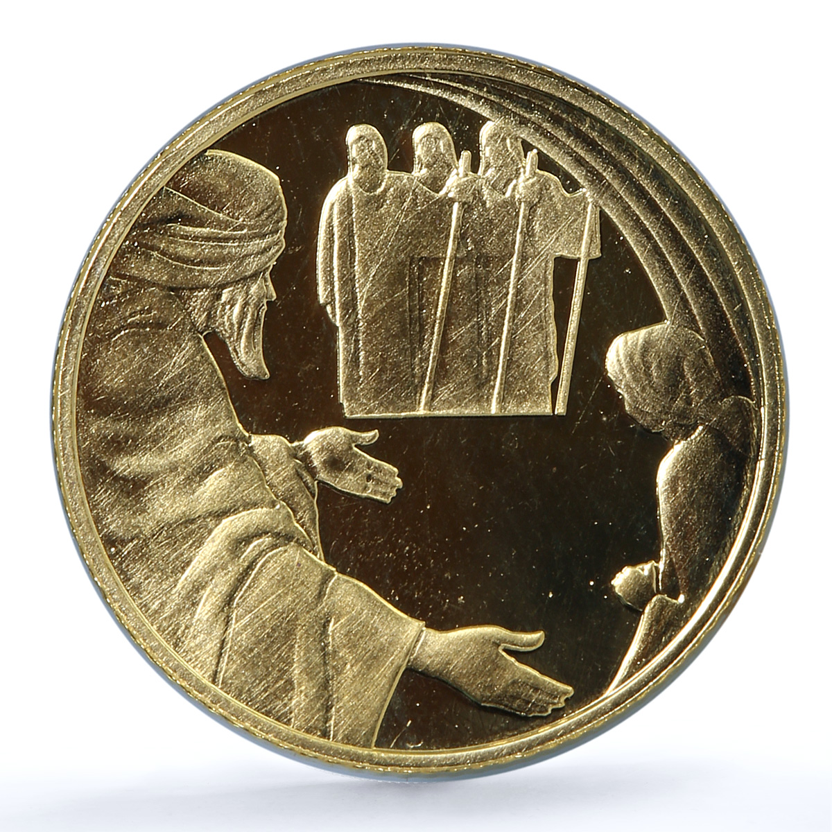 Israel 1 sheqalim Abraham Angels KM-437 Biblical Art proof gold coin 2007 Israel 1 sheqalim Abraham Angels KM-437 Biblical Art proof gold coin 2007