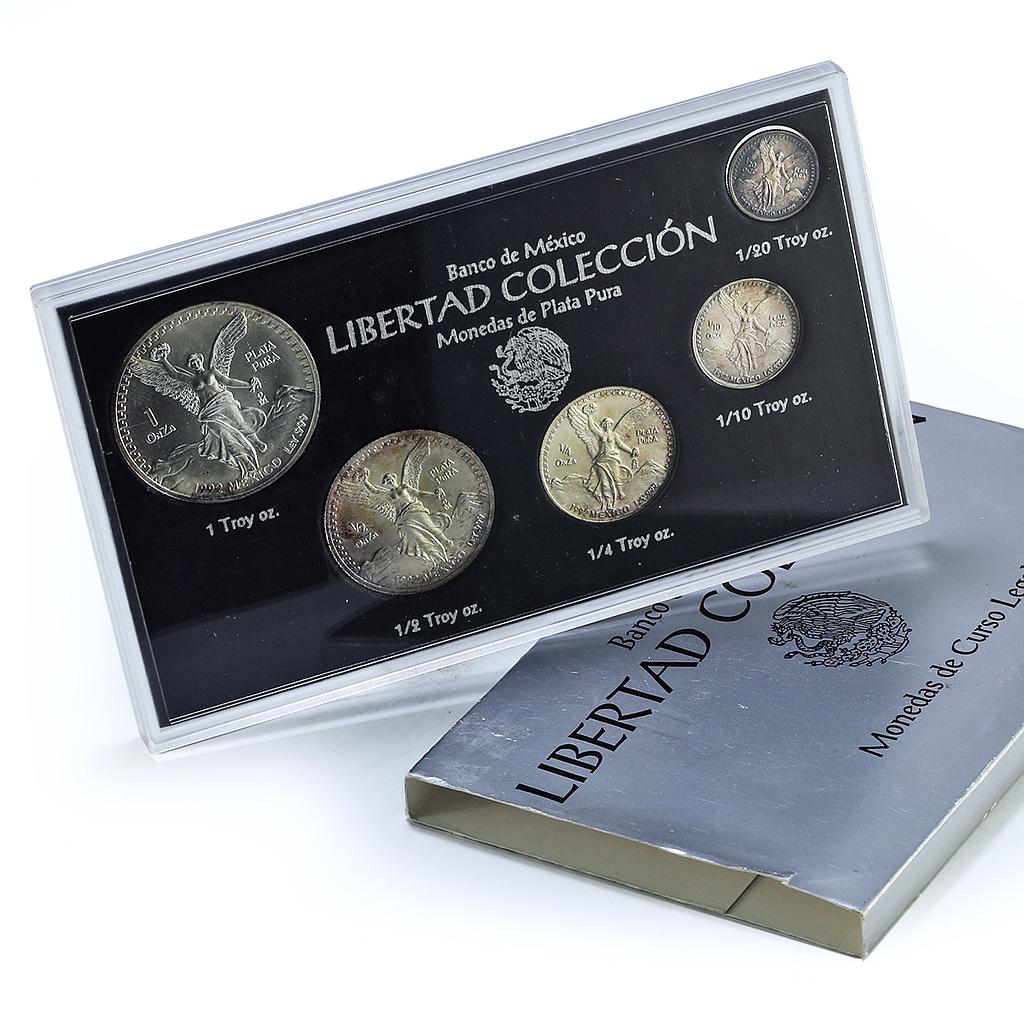 Mexico Various Onzas Set Libertad Angel of Independence BU silver coins 1992 Mexico Various Onzas Set Libertad Angel of Independence BU silver coins 1992