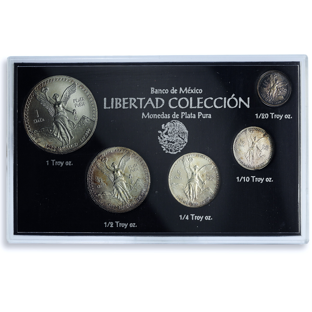 Mexico Various Onzas Set Libertad Angel of Independence BU silver coins 1992 Mexico Various Onzas Set Libertad Angel of Independence BU silver coins 1992