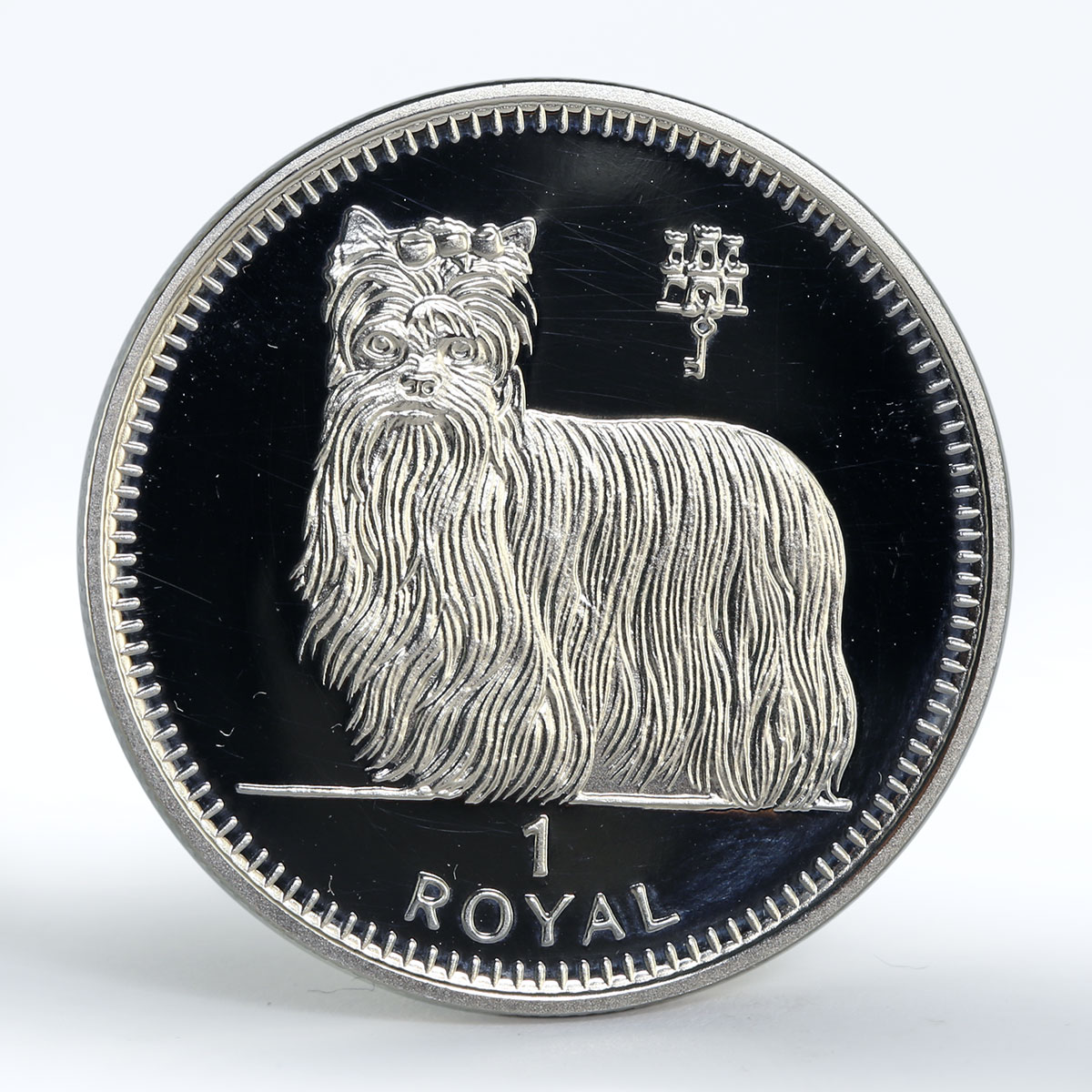 Gibraltar 1 Royal crown Yorkshire Terrier dog copper-nickel coin 1997