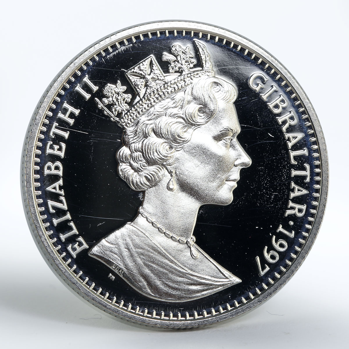 Gibraltar 1 Royal crown Yorkshire Terrier dog copper-nickel coin 1997