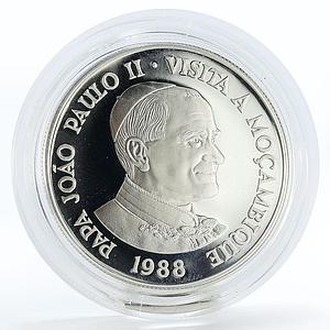 Mozambique 1000 meticais Visit Pope John Paul II proof silver coin 1988
