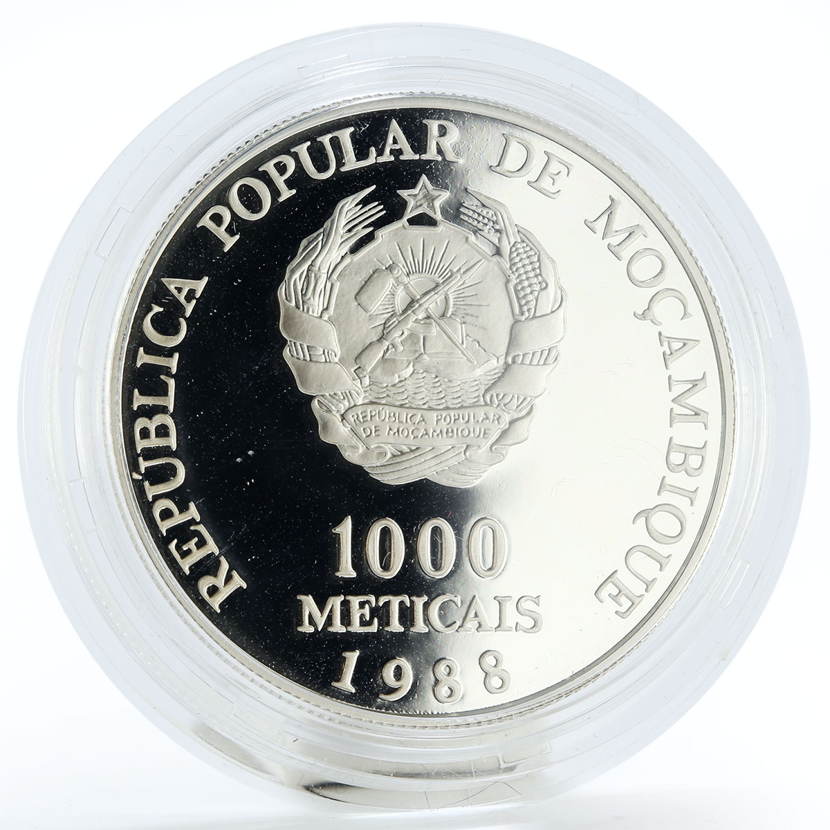 Mozambique 1000 meticais Visit Pope John Paul II proof silver coin 1988