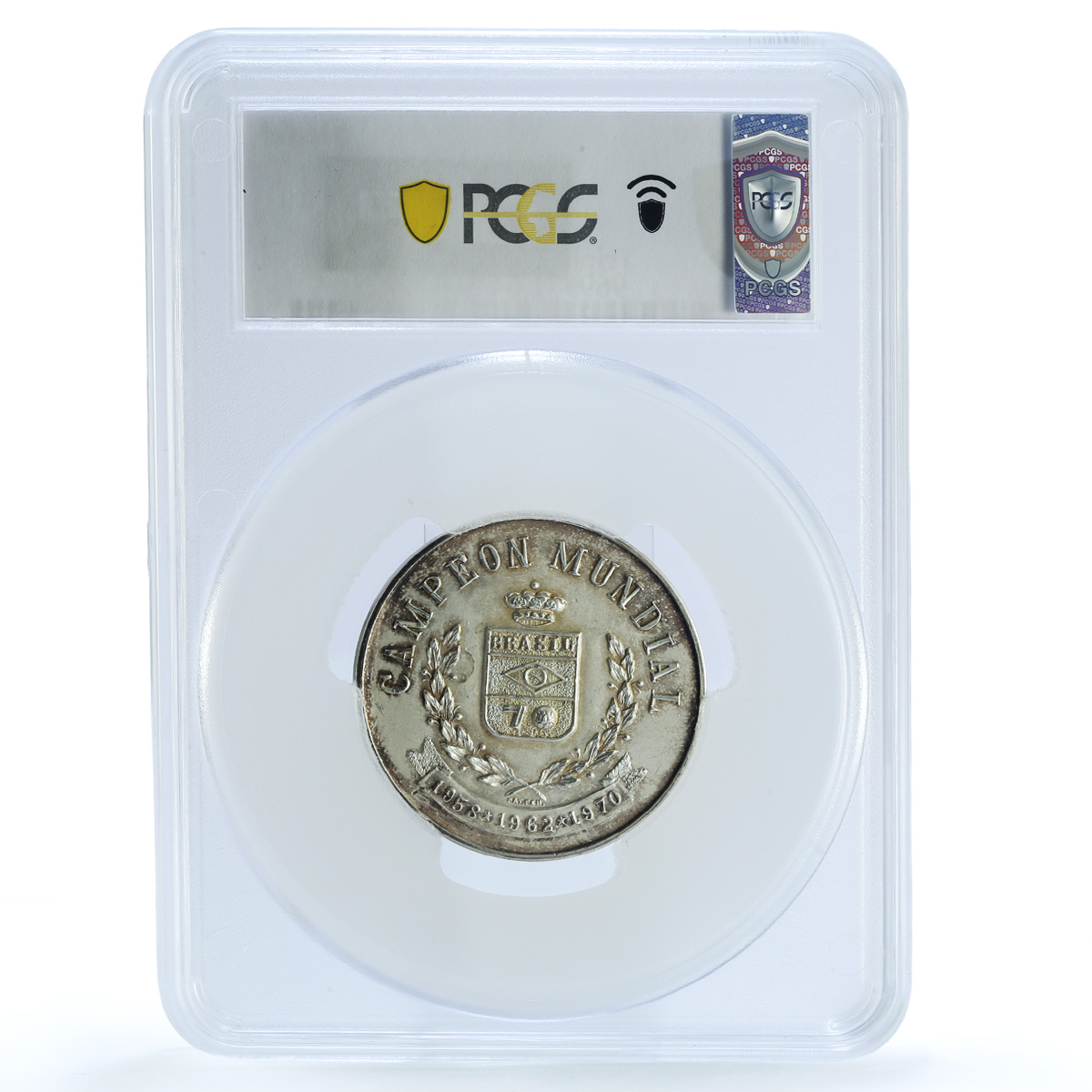 Mexico Football World Cup Brazil Champion Winner SP64 PCGS silver medal 1970 Mexico Football World Cup Brazil Champion Winner SP64 PCGS silver medal 1970