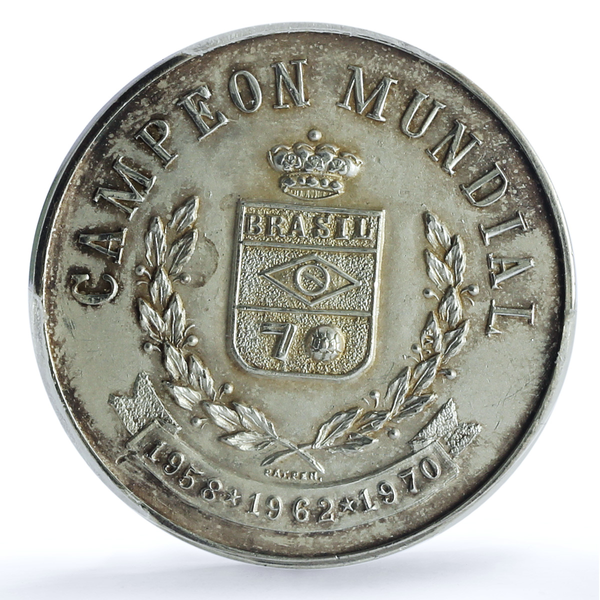 Mexico Football World Cup Brazil Champion Winner SP64 PCGS silver medal 1970 Mexico Football World Cup Brazil Champion Winner SP64 PCGS silver medal 1970