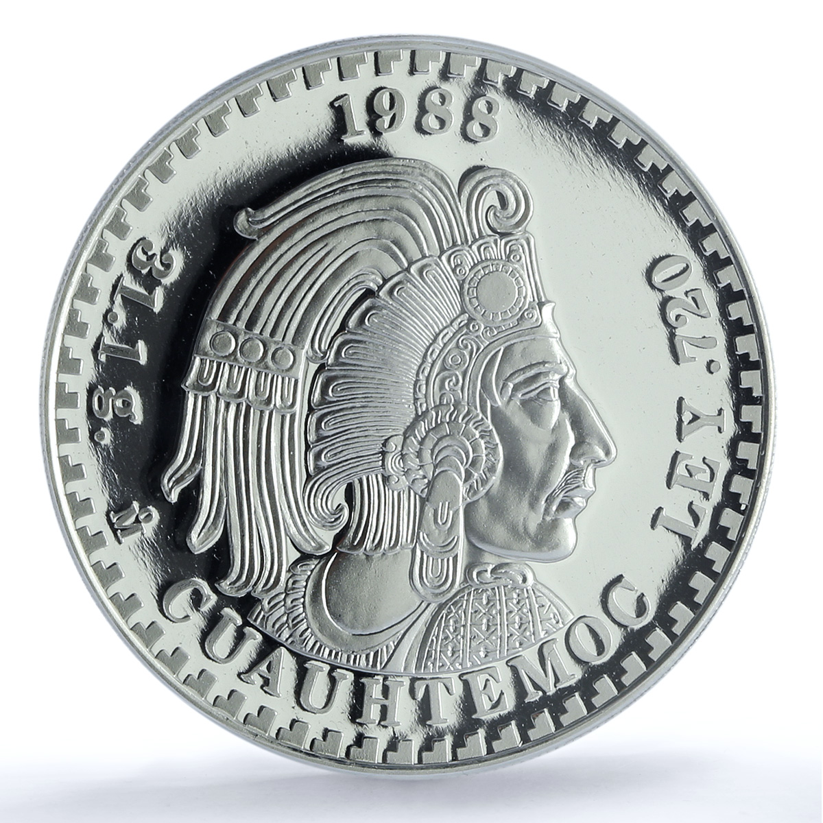 Mexico 1 onza Cuauhtemoc De Balancin PR 70 PCGS silver token 1988