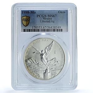Mexico 1 onza Libertad Angel of Independence KM-613 MS 67 PCGS silver coin 1998
