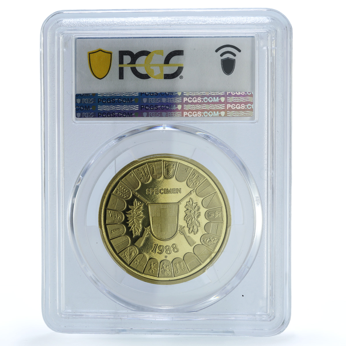 Switzerland 100 francs Altdorf Shooting Festival P-26 SP 70 PCGS brass coin 1988 Switzerland 100 francs Altdorf Shooting Festival P-26 SP 70 PCGS brass coin 1988