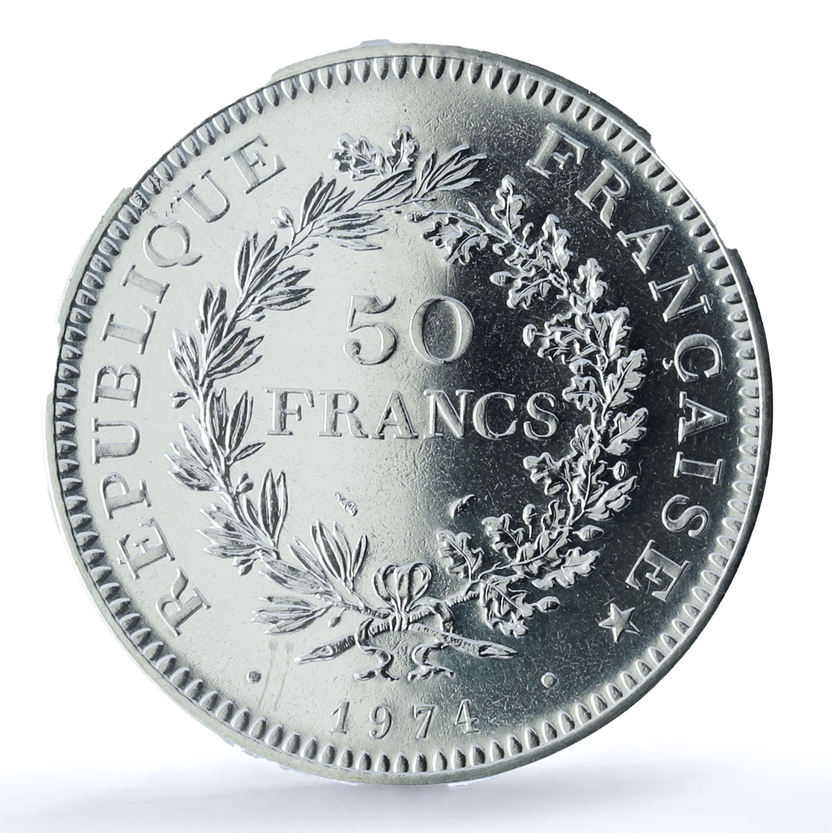 France 50 francs Hercules KM-941.1 Gad-882 F-427 MS 67 PCGS silver coin 1974 France 50 francs Hercules KM-941.1 Gad-882 F-427 MS 67 PCGS silver coin 1974