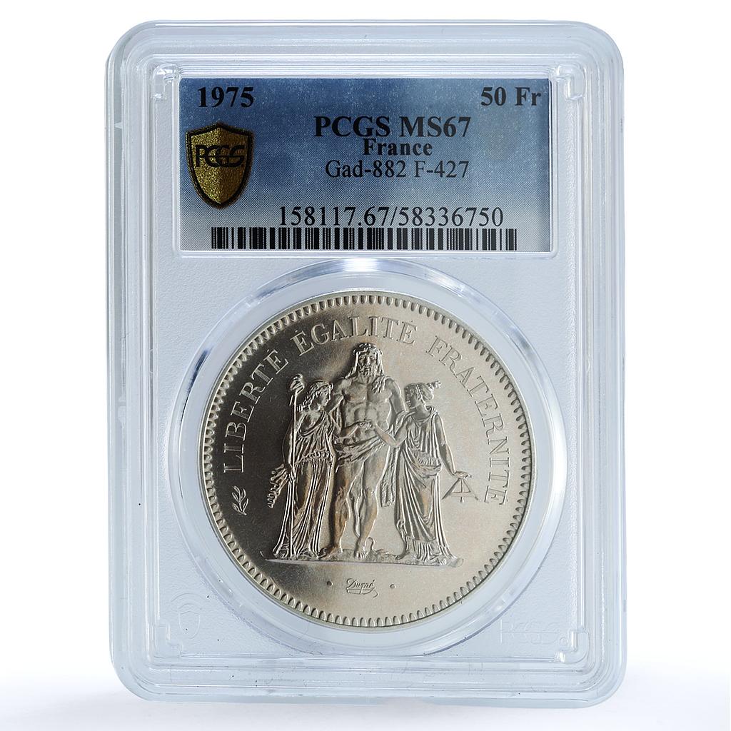 France 50 francs Hercules KM-941.1 Gad-882 F-427 MS 67 PCGS silver coin 1975 France 50 francs Hercules KM-941.1 Gad-882 F-427 MS 67 PCGS silver coin 1975