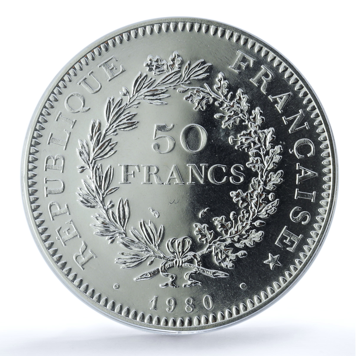 France 50 francs Hercules KM-941.1 Gad-882 F-427 MS 67 PCGS silver coin 1980 France 50 francs Hercules KM-941.1 Gad-882 F-427 MS 67 PCGS silver coin 1980